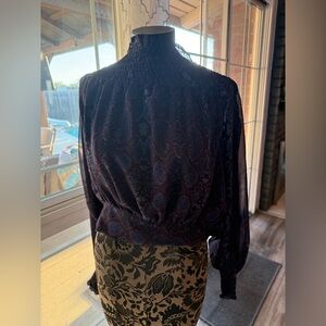 Vici‎ Black and Purple Patterned Blouse